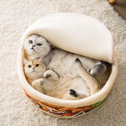 요기쏘 고양이 우동 숨숨집 쿠션 매트, 주황색, 지름 40cm x ..., 1개 - 쿠션하우스 | 쿠팡