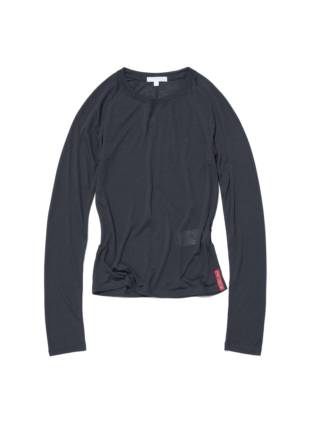 [WOMEN] PWC SHEER RAGLAN STITCH LONG SLEEVE TEE_CHARCOAL