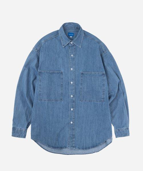 시티보이 풀오버 빅포켓 데님셔츠 빈티지블루