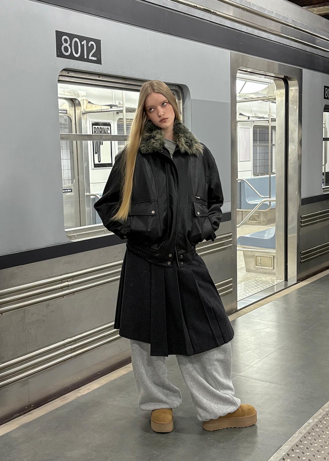 블랙업 [MADE] 쿠리제 퍼 레더점퍼