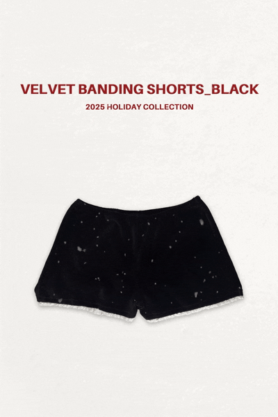 VELVET BANDING SHORTS_BLACK