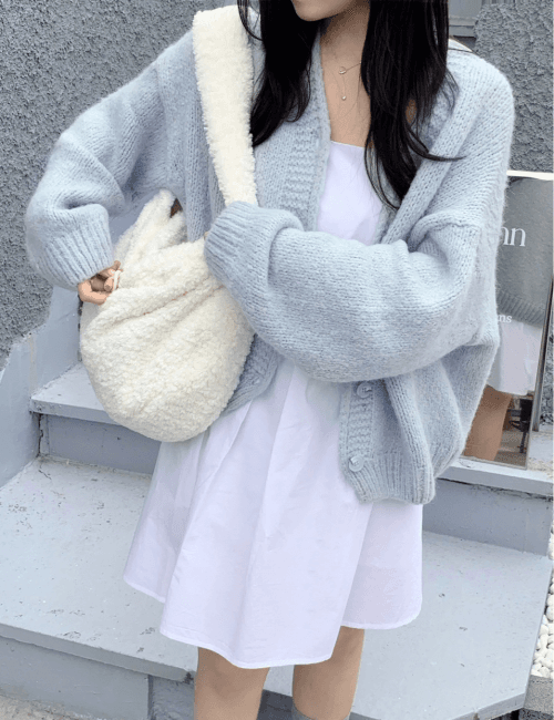 러체 [2col] Pangya cardigan 도톰 고퀄 알파카 연핑크 소라 가디건