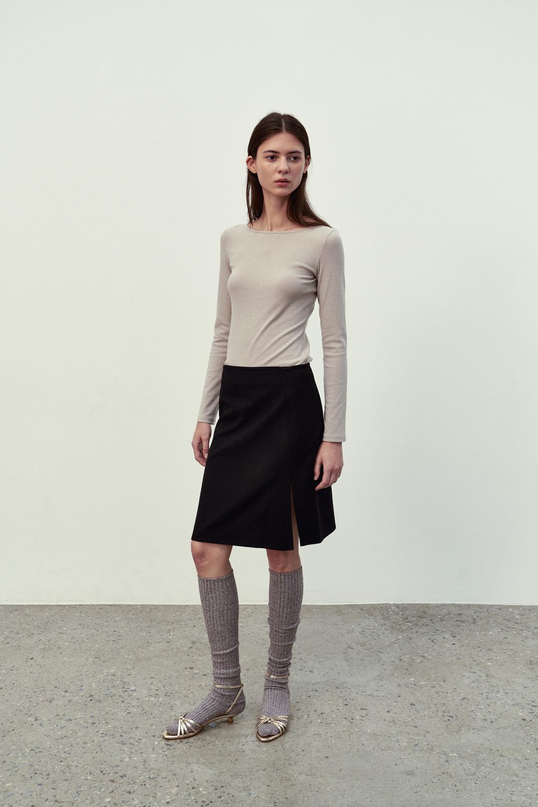 SANDY WOOL SLIT SK / BLACK