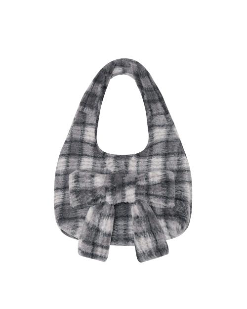 CHECK FLUFFY SHOULDER BAG
