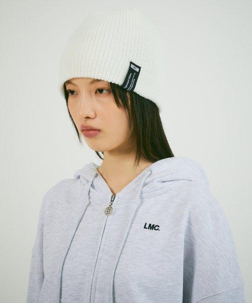 LABEL SHORT BEANIE ivory