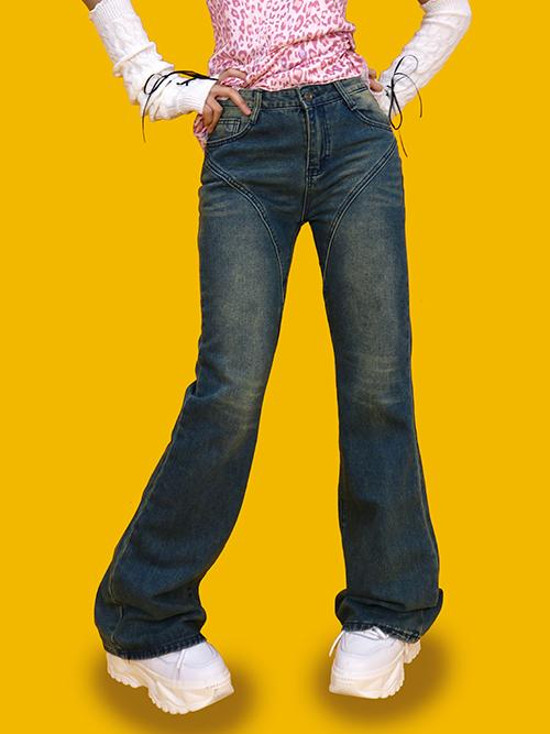 trouble low denim pants