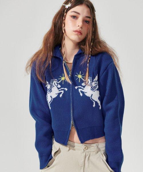 Unicorn Knit Zip-up [Blue]