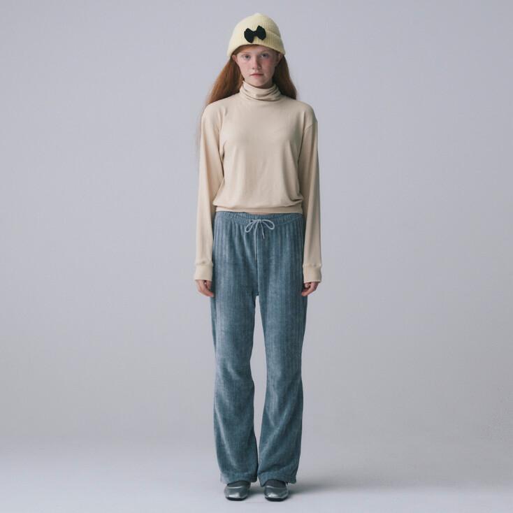 VELOUR BANDING PANTS, BLUE