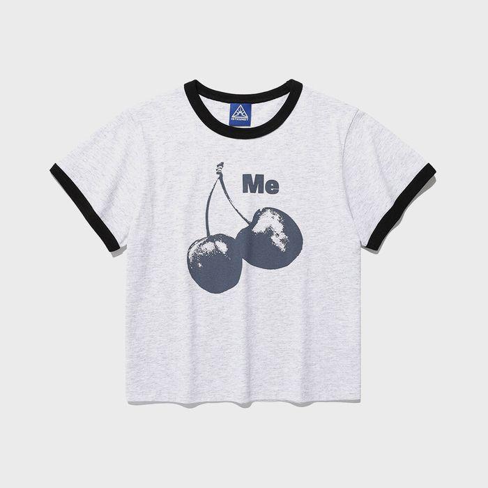 CHERRY CROP RINGER TEE_LIGHT GREY(IK2FMFT527A)