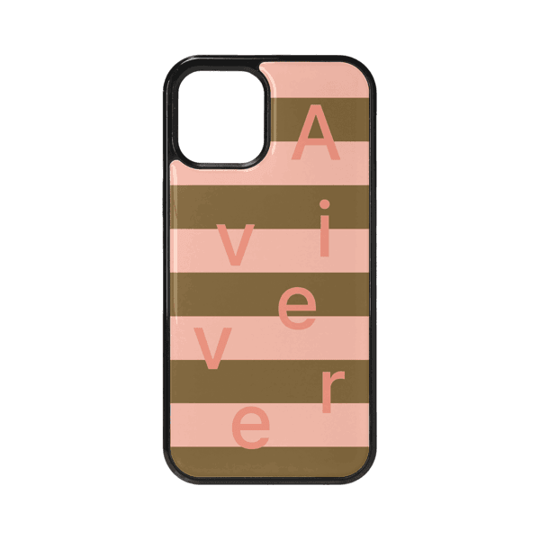 stripe logo glass bumper case(pinkkhaki)