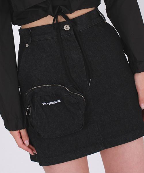 【mused】Mused Lucky frill skirt - Grey Stripe 24FW) MUSED LUCKY FRILL SKIRT GREY STRIPE - 스컬프스토어