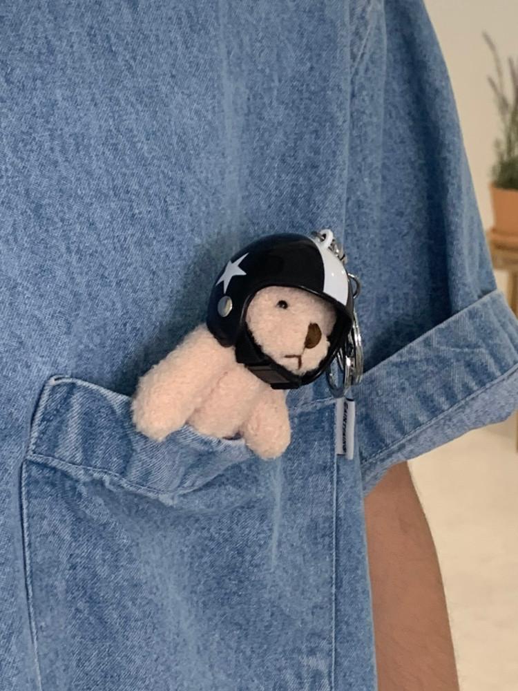 헬멧을 쓴 곰돌이 인형 키링 (3cololr)