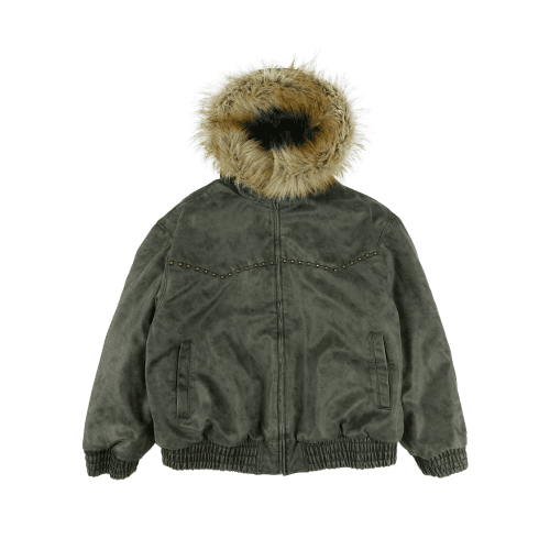 Faux Leather Fur Jacket Black