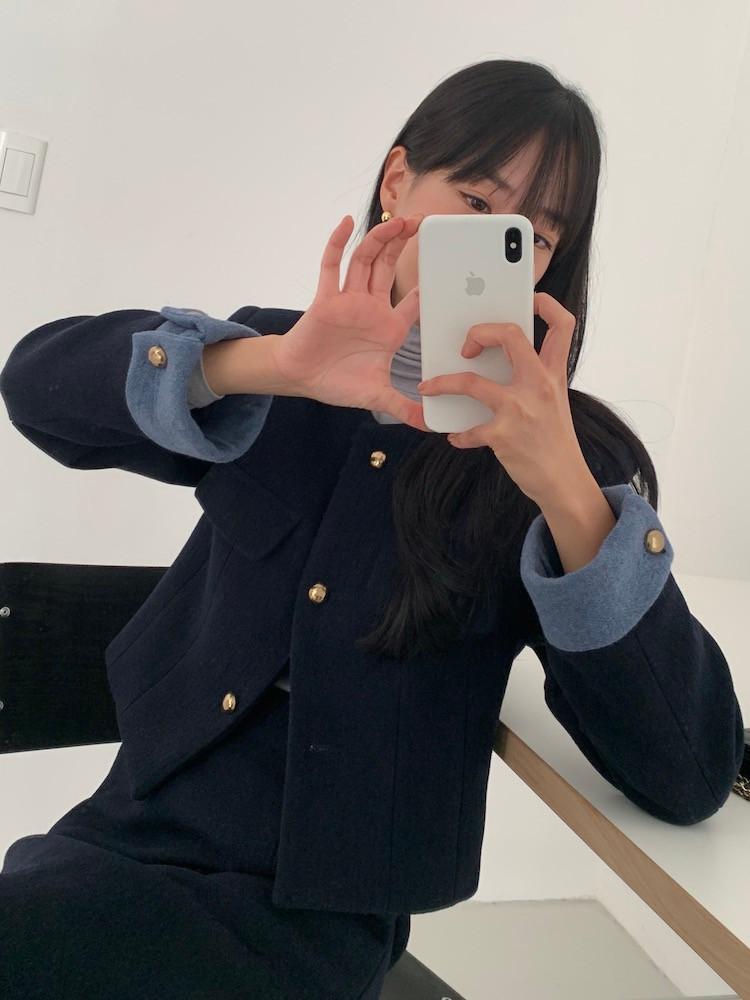 정함 울셋업 배색 숏자켓 2col