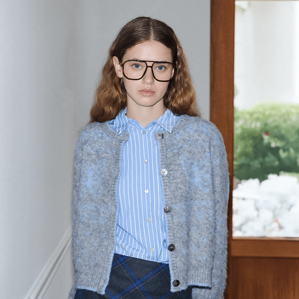 헤어리 나비 니트 가디건 (2C) (Gray)