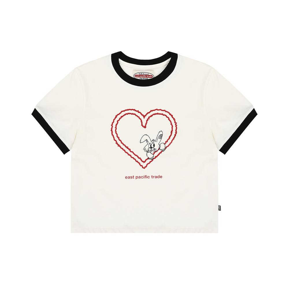 WM HEART NIBBEL RINGER T-SHIRT (WHITE/BLACK)