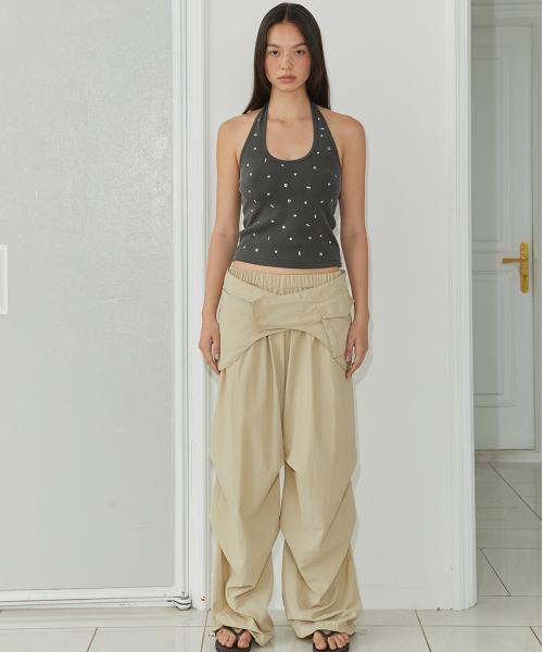 BELT LAYER PANTS / BEIGE