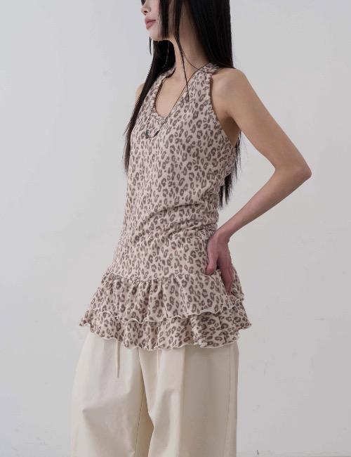 leopard halter frill mini ops