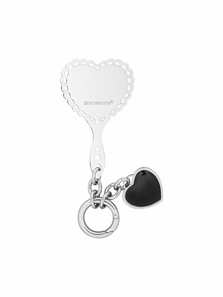 NO.607 [SILVER] MINI HEART MIRROR KEY RING