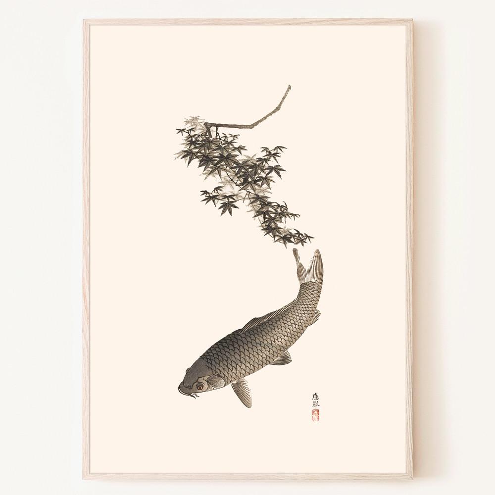 수묵 잉어도 물고기 잉어 그림 인테리어 동양화 액자
