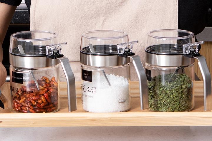 더 쉐프 내열유리 양념병+스푼 300ml x 3개 + 스티커