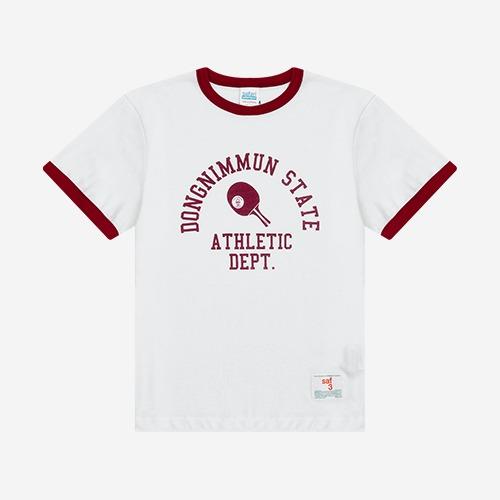 1/2 AUTHENTIC TABLE TENNIS CLUB TEE (WHITE/BURGUNDY)