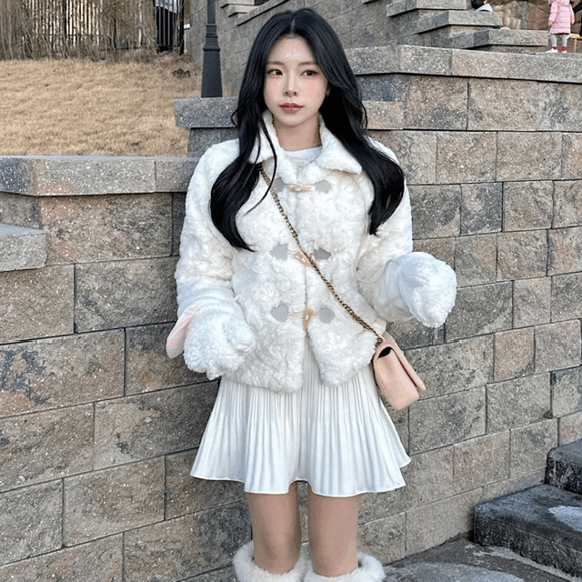 [누빔안감] 마론 떡볶이 퍼 코트 자켓
