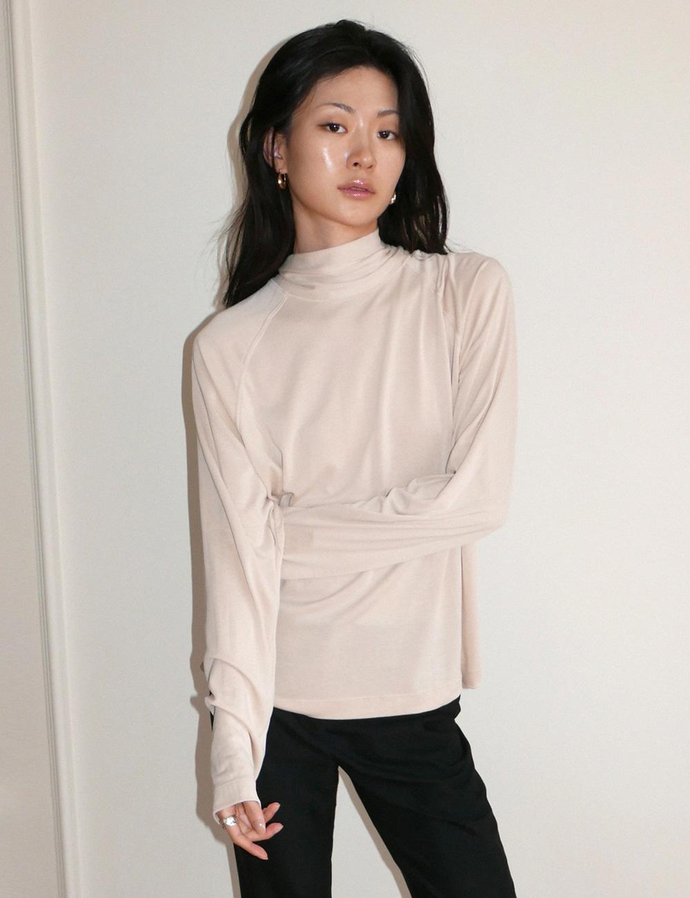Soft Modal Tie Back Blouse Top_Mute Beige