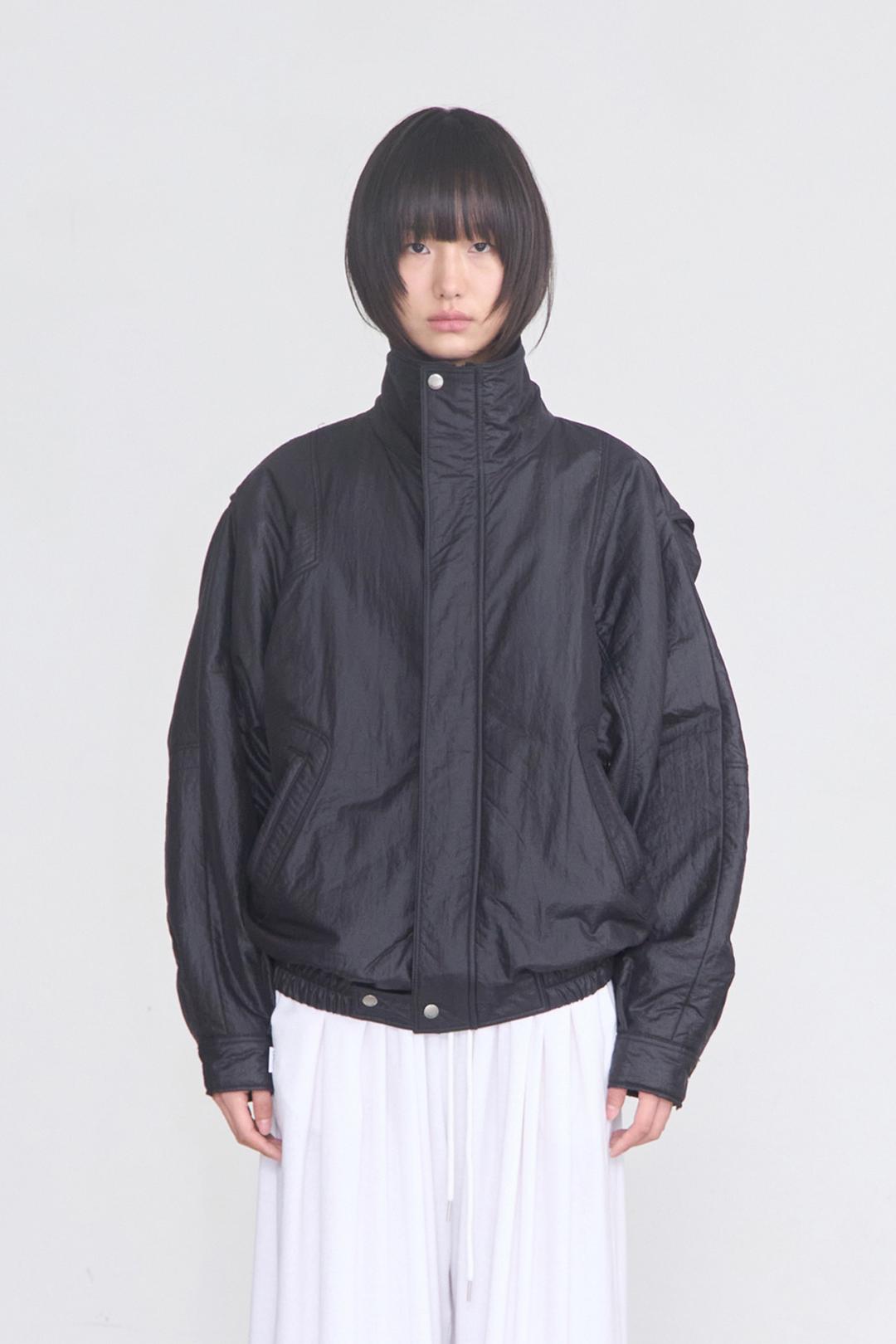 High Neck Bomber Jacket _ Black