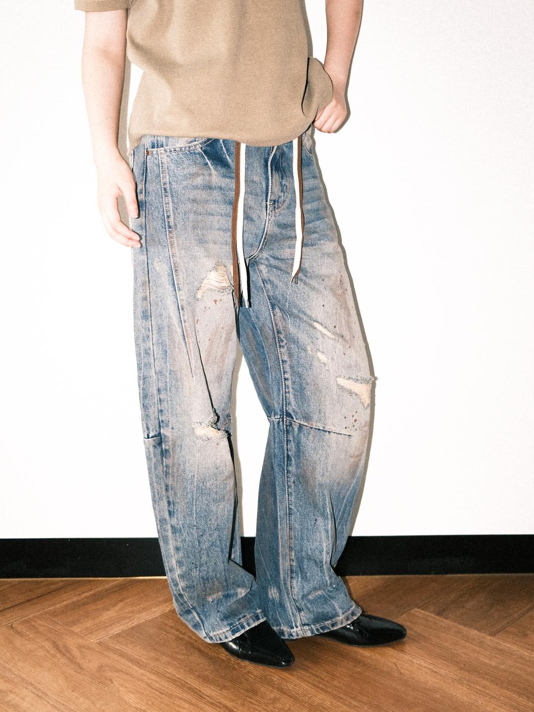 [Holiday Collection] D.T Damaged denim pants