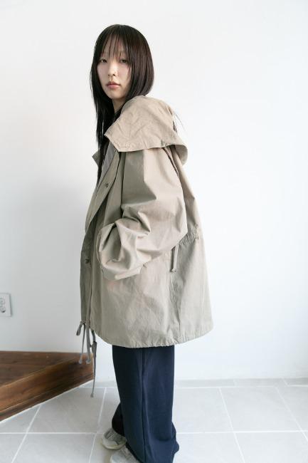 오무수히 drape hood half coat(2colors)