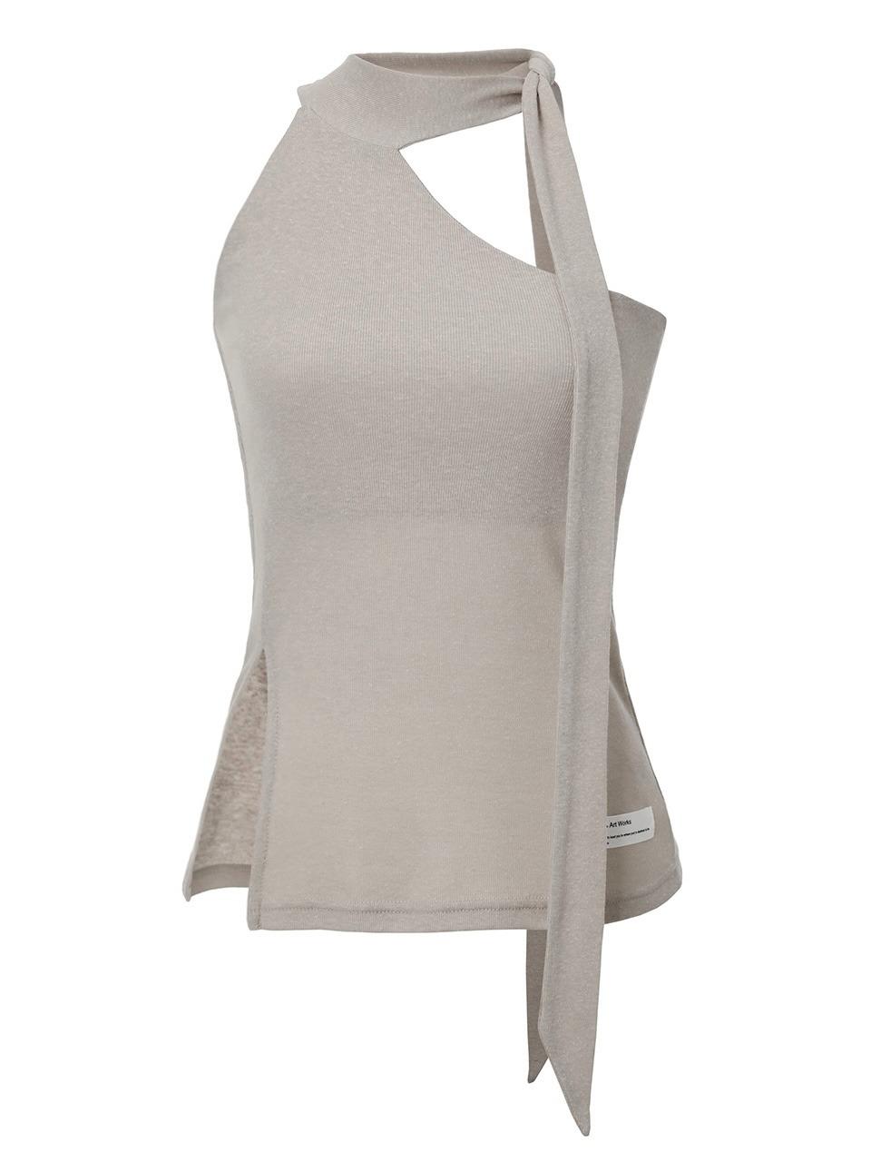 [2nd Reorder] Birth Slit Scarf Top (sand beige)