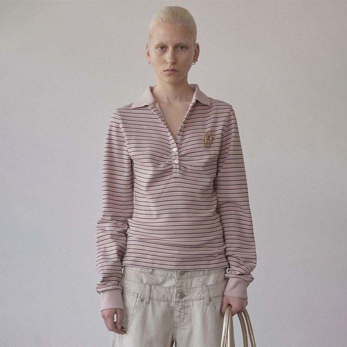 Shirring Tennis Shirt Pink