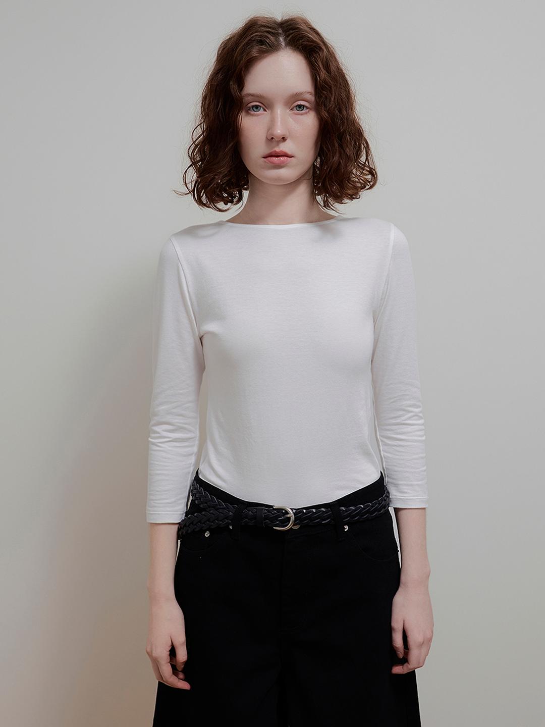 MODAL HALF SLEEVE T-SHIRT - WHITE