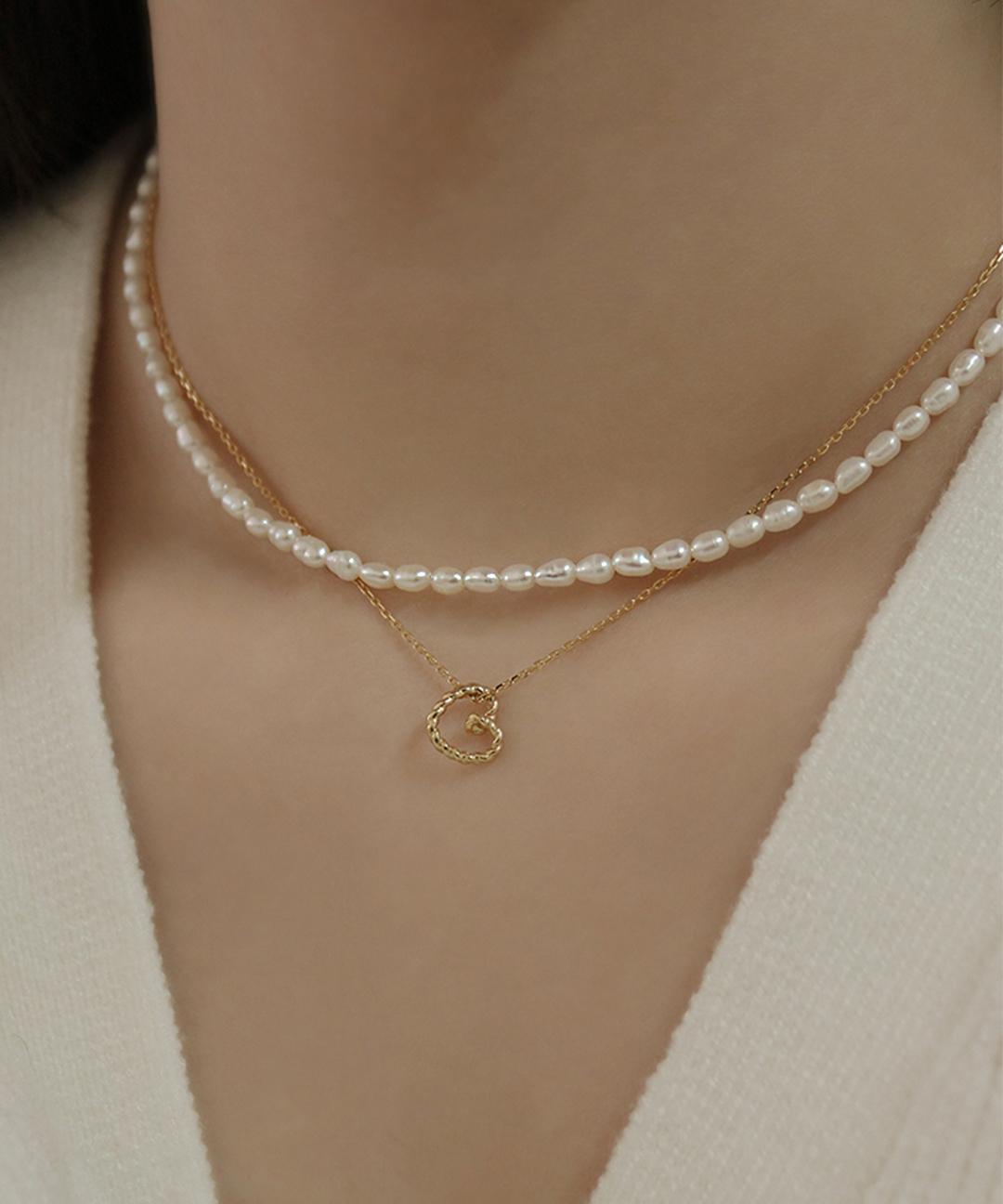 [92.5 silver] Signature pearl necklace 2colors