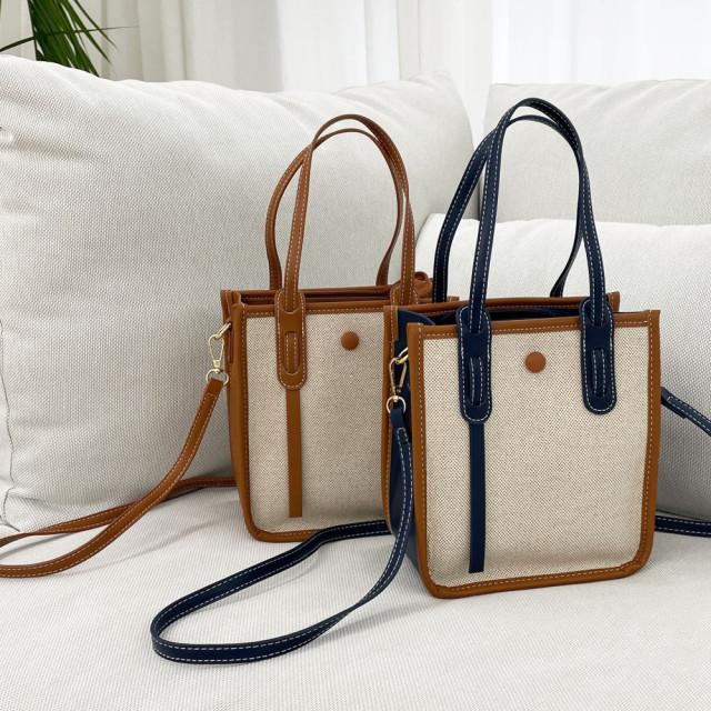 스퀘어 숄더 캔버스 토드백