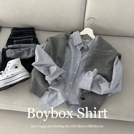 [힙덮는/보이핏] 프렌치한 무드, 클래식 캠퍼스 새내기룩 스트라이프 오버 박시핏 셔츠 남방 2color]캠퍼스박스남방