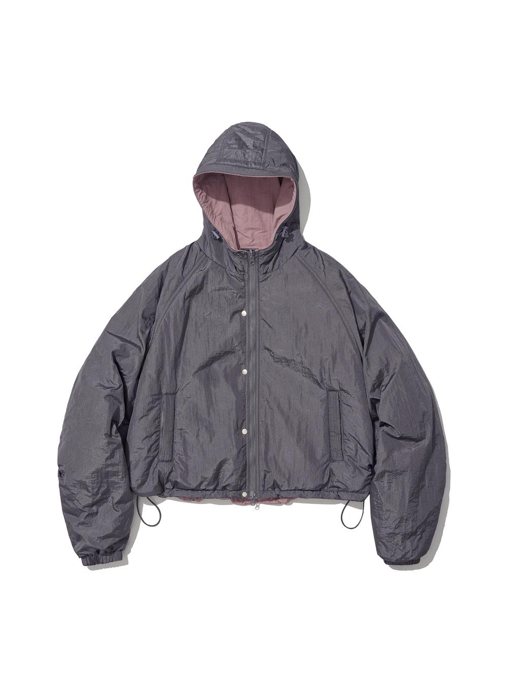 [WOMEN] REVERSIBLE HOODED WINDBREAKER_CHARCOAL
