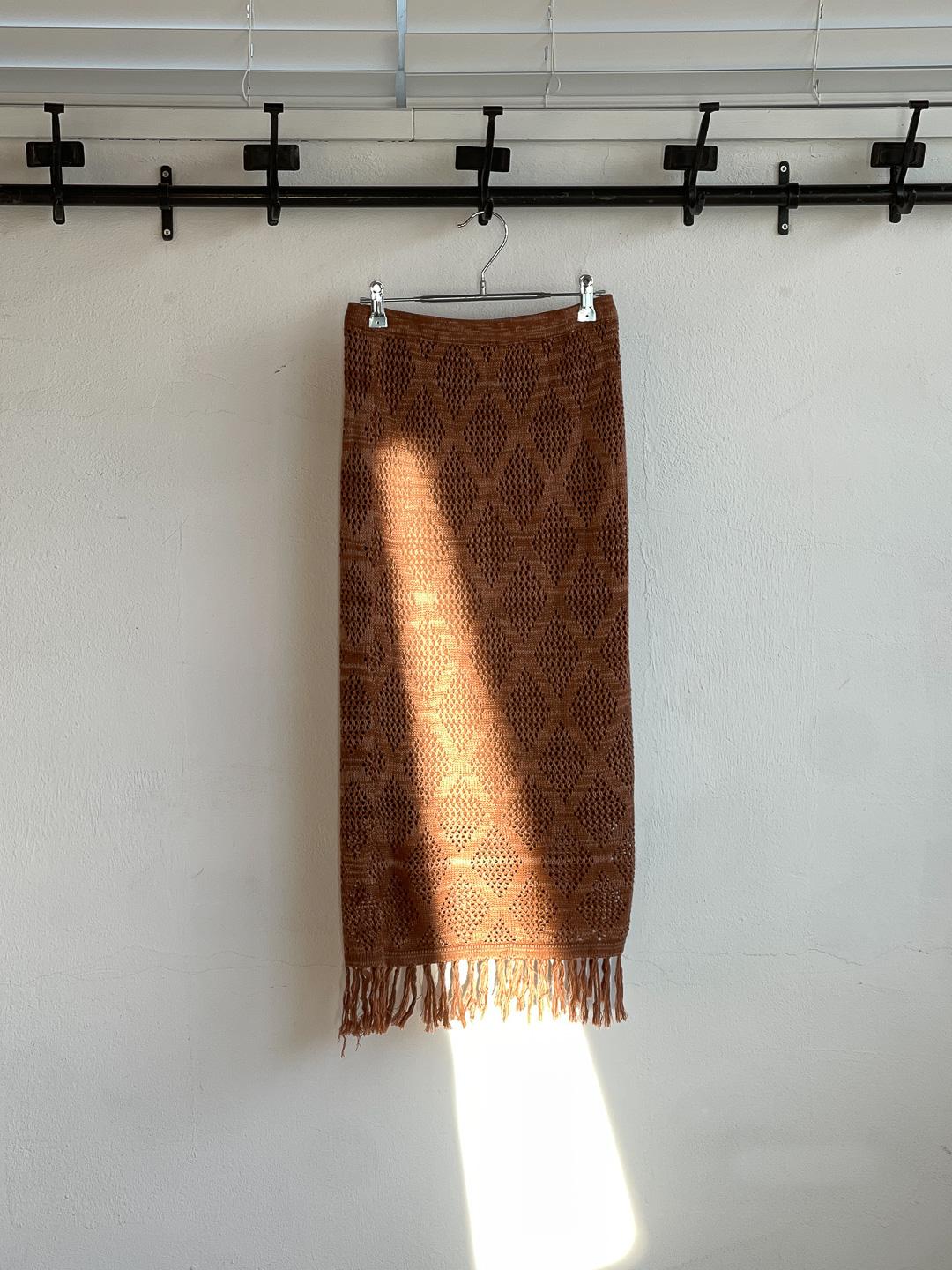 Fringed Crochet Knit Skirt S0998