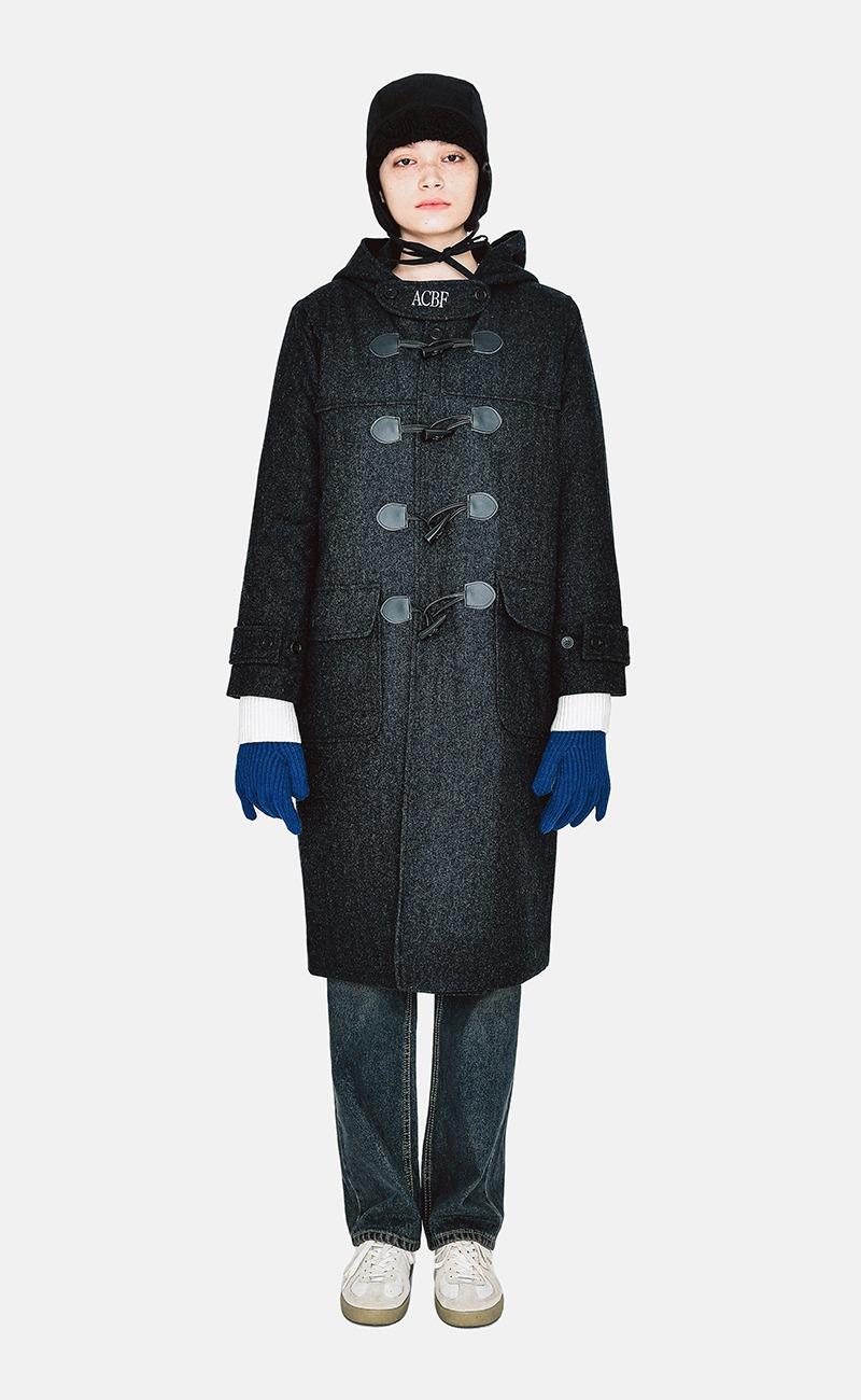 [wool 80%][3온스누빔] 베젤 후드 오버핏 더플코트