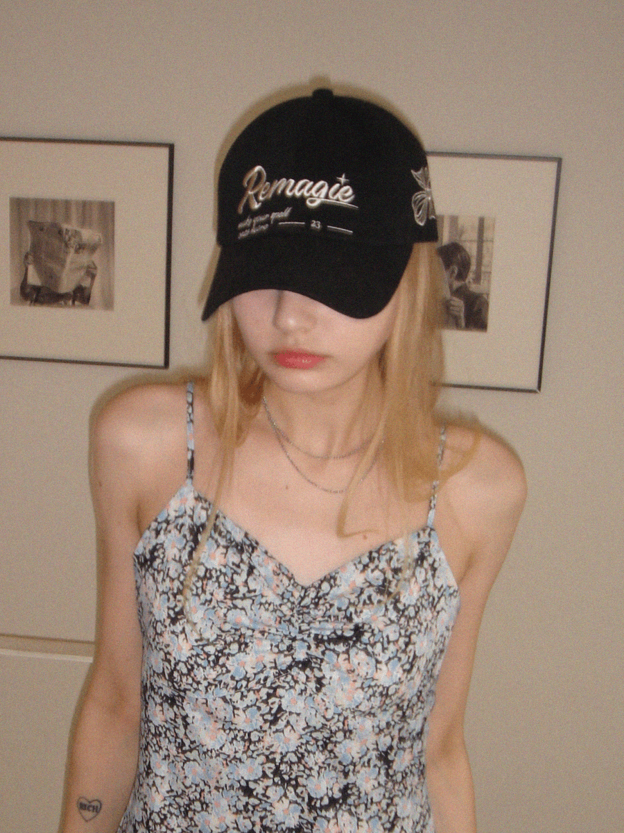 Side ribbon 23 ball cap (Black)