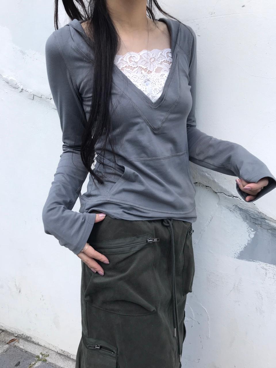 lace hoody tee (2color)