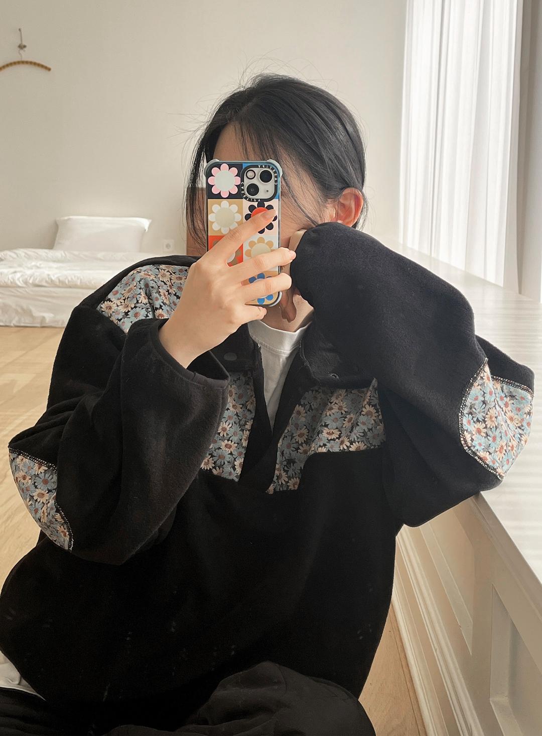 플라워 반집업 후리스 (2colors)