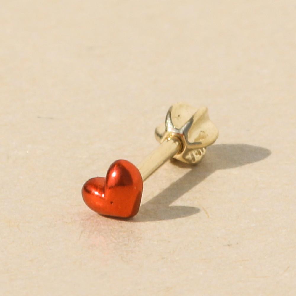 14k 레드 미니 하트 피어싱