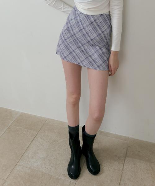 BATD CHECK MINI SKIRT GRAY