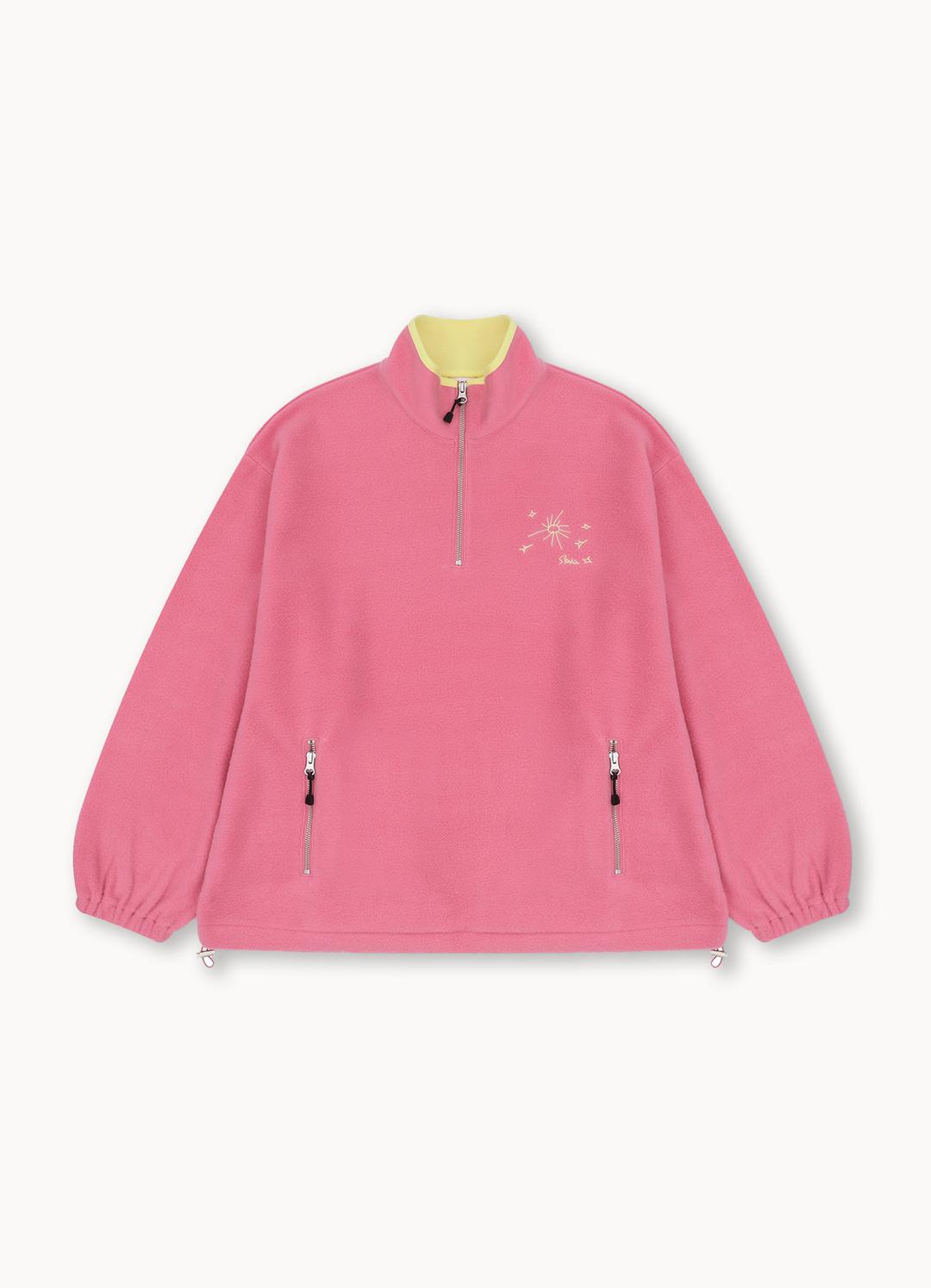 Half Zip up Fleece  _ Pink