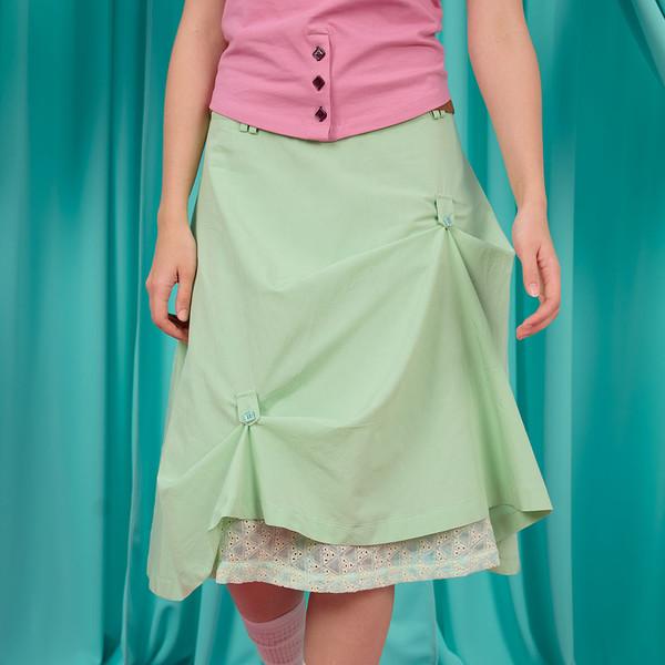 BUTTON FLARED SKIRT / mint