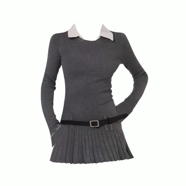 (봄신상+벨트증정)빈티지 슬림 주름 드레스 원피스