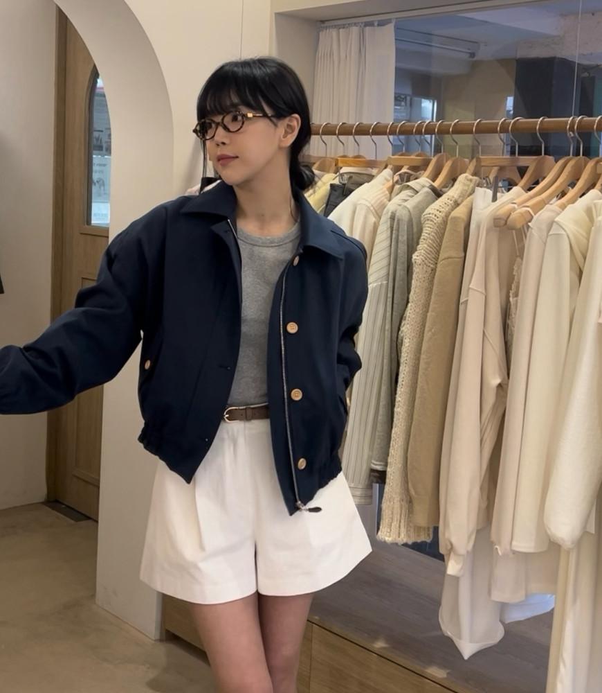 우드 코튼 블루종 점퍼