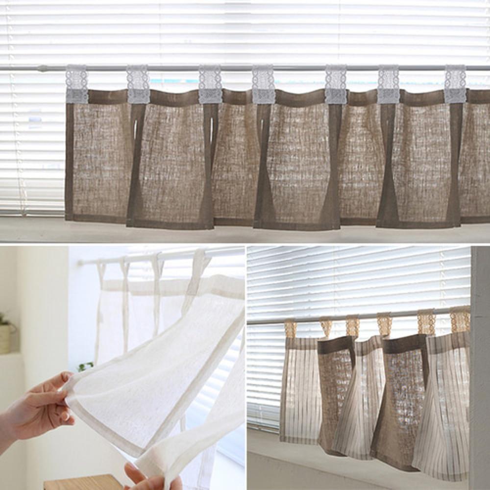 레이스 린넨 바란스 작은 주방 창문 가리개 가림막 커튼 커텐 벽꾸미기 (커튼봉 선택)